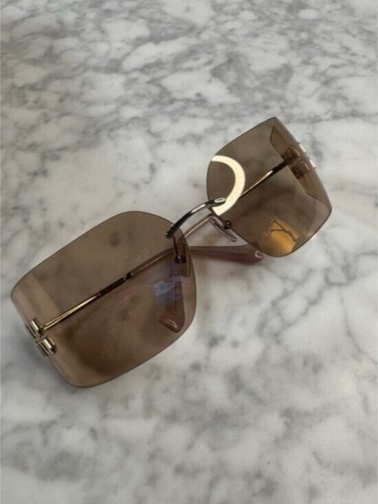 Miu Miu Rimless Sunglasses in Brown and Gold main image 7